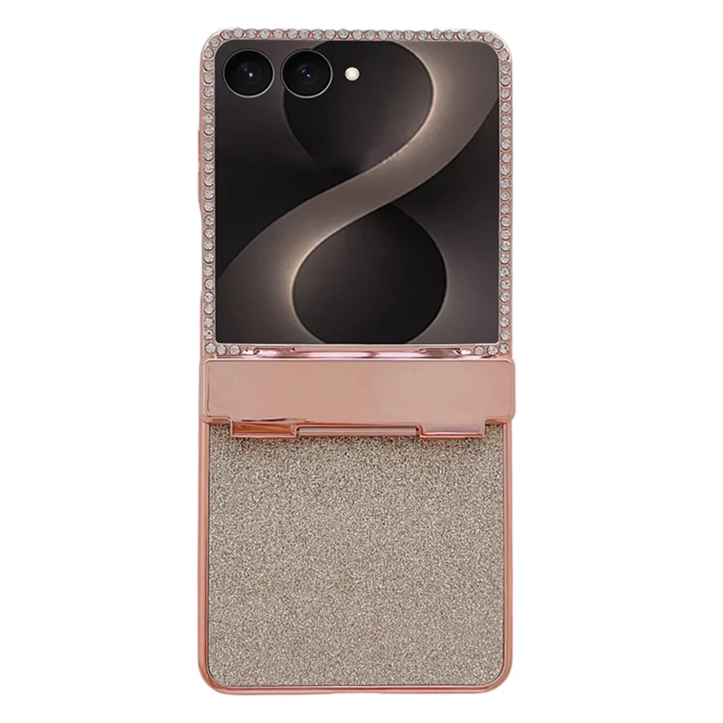 Capa para Samsung Galaxy Z Flip8 com Proteção de Dobradiça, Cristais e Brilhos, em Policarbonato - Dourado