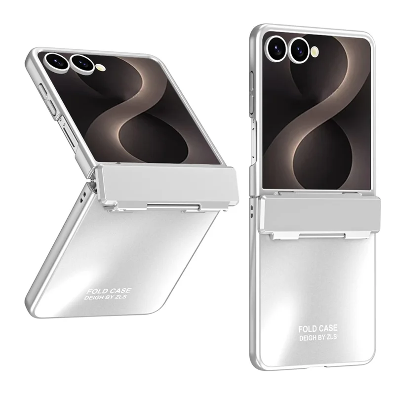 Capa para Samsung Galaxy Z Flip8 com Revestimento Electrolítico, Capa Protetora Rígida em PC com Protetor de Ecrã - Prata