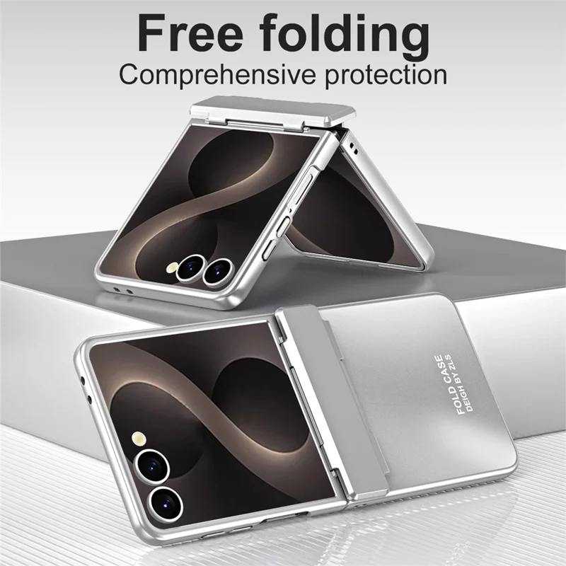 Capa para Samsung Galaxy Z Flip8 com Revestimento Electrolítico, Capa Protetora Rígida em PC com Protetor de Ecrã - Prata