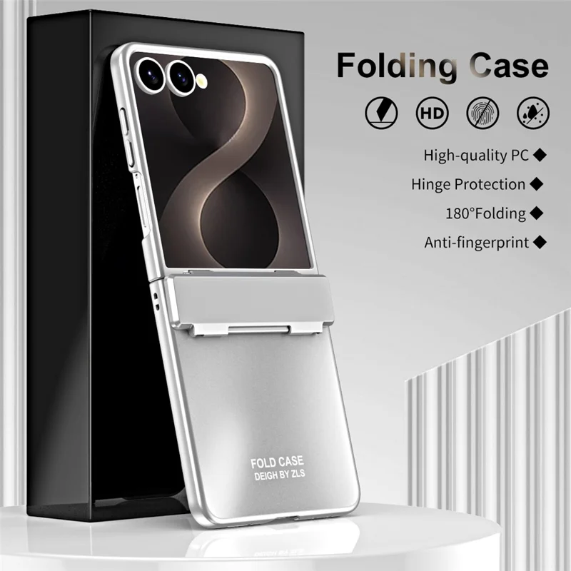 Capa para Samsung Galaxy Z Flip8 com Revestimento Electrolítico, Capa Protetora Rígida em PC com Protetor de Ecrã - Prata