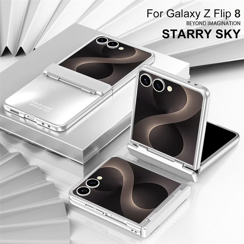 Capa para Samsung Galaxy Z Flip8 com Revestimento Electrolítico, Capa Protetora Rígida em PC com Protetor de Ecrã - Prata