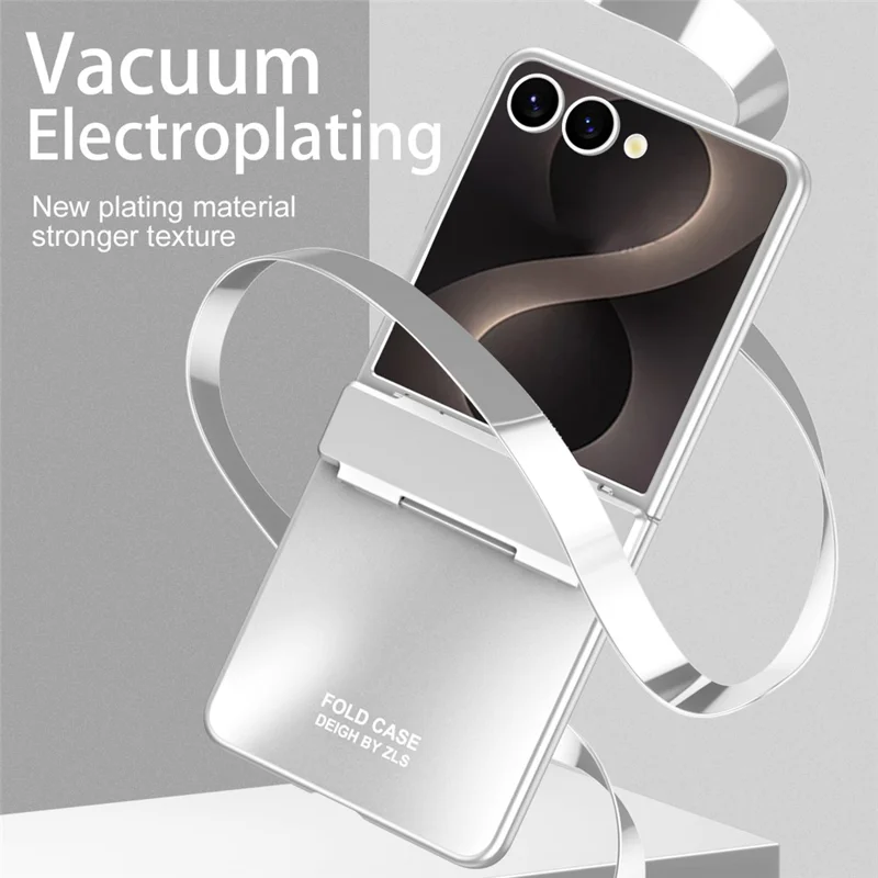 Capa para Samsung Galaxy Z Flip8 com Revestimento Electrolítico, Capa Protetora Rígida em PC com Protetor de Ecrã - Prata