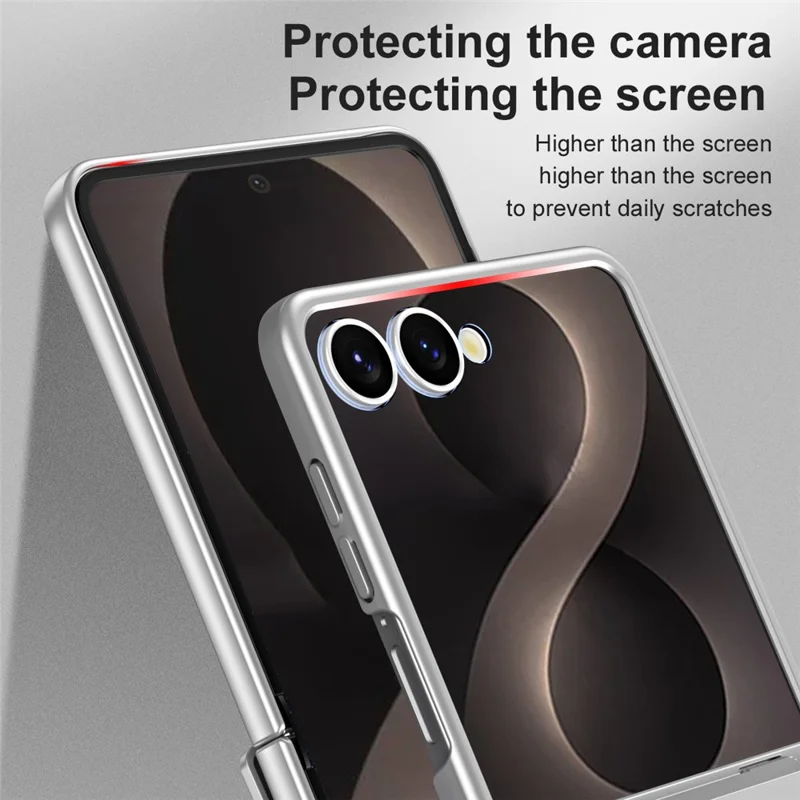 Capa para Samsung Galaxy Z Flip8 com Revestimento Electrolítico, Capa Protetora Rígida em PC com Protetor de Ecrã - Prata