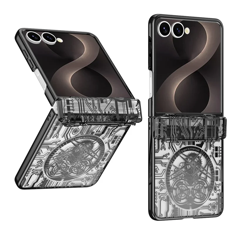Capa para Samsung Galaxy Z Flip8 Modelo Mechanical Legend com Revestimento Electrolítico em PC com Película Traseira - Preto