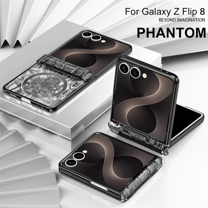 Capa para Samsung Galaxy Z Flip8 Modelo Mechanical Legend com Revestimento Electrolítico em PC com Película Traseira - Preto