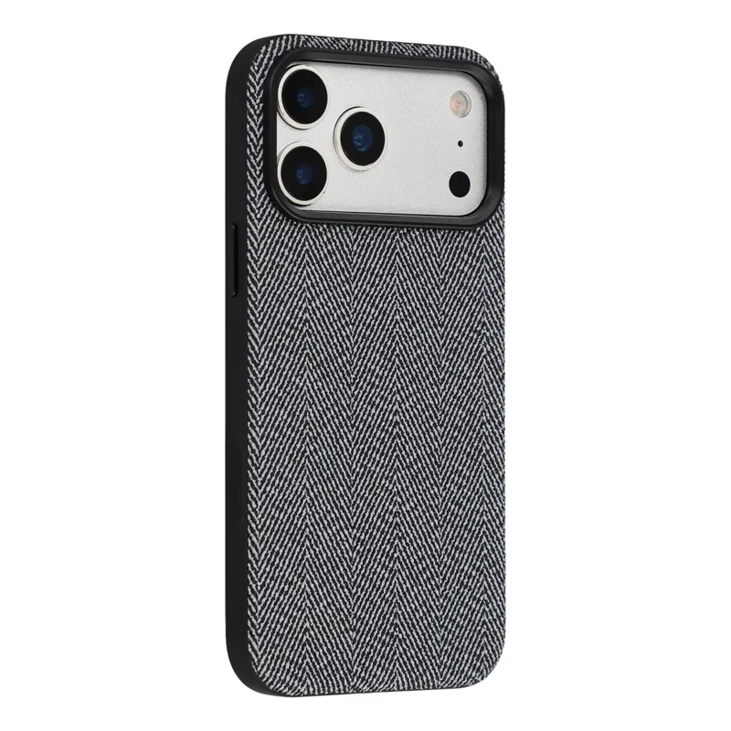 X-LEVEL For iPhone 17 Pro Case Herringbone Pattern Leather + PC + TPU Phone Back Cover - Black