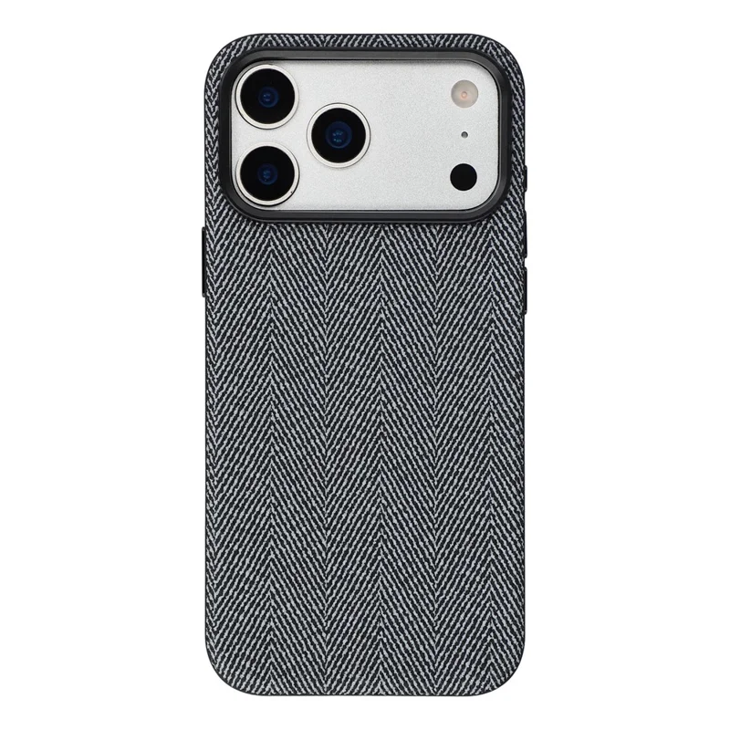 X-LEVEL For iPhone 17 Pro Case Herringbone Pattern Leather + PC + TPU Phone Back Cover - Black