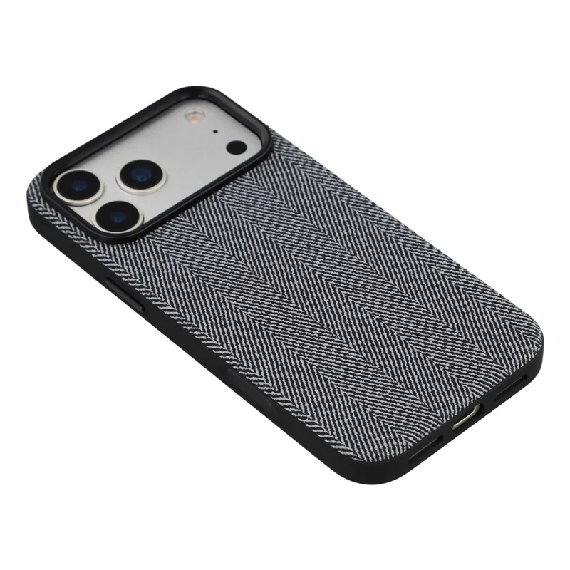 X-LEVEL For iPhone 17 Pro Case Herringbone Pattern Leather + PC + TPU Phone Back Cover - Black