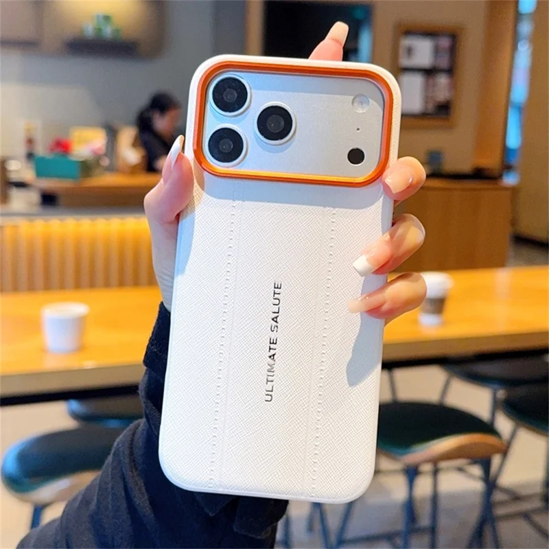 For iPhone 17 Pro Case Leather Texture PC + TPU Anti-slip Phone Protective Cover - White