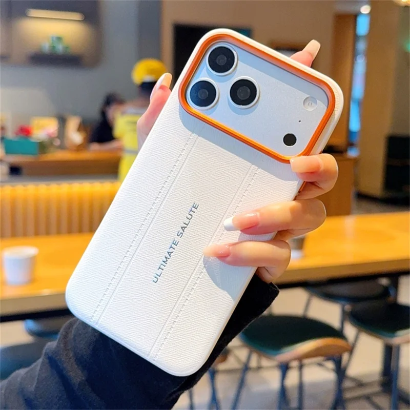 For iPhone 17 Pro Case Leather Texture PC + TPU Anti-slip Phone Protective Cover - White