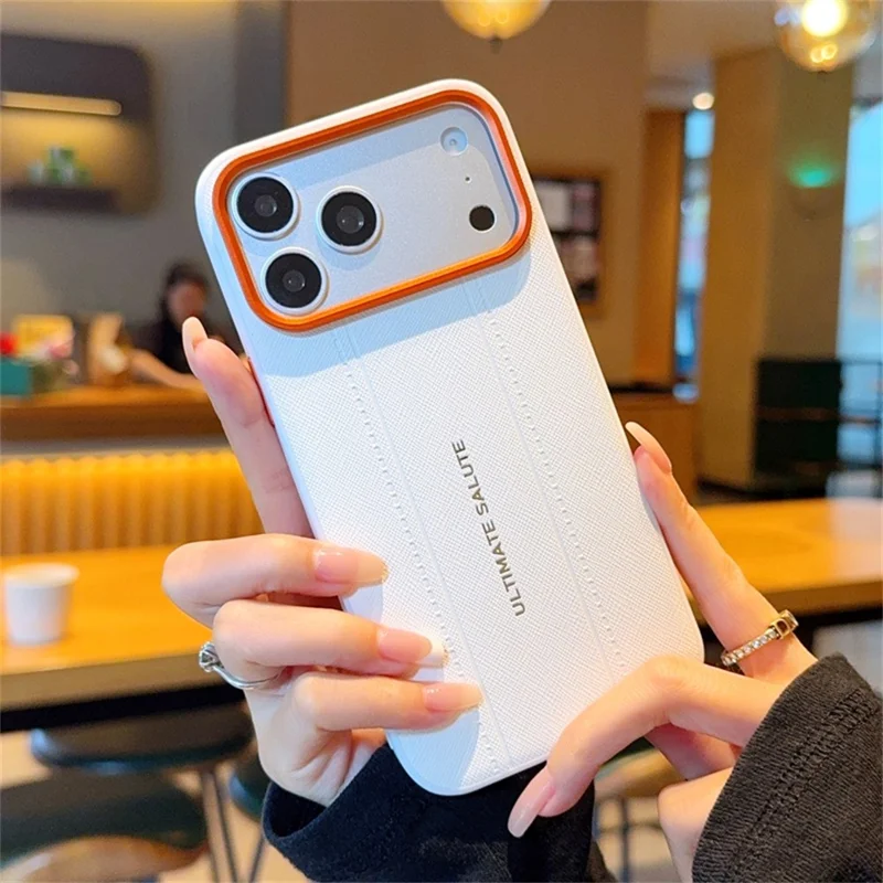 For iPhone 17 Pro Case Leather Texture PC + TPU Anti-slip Phone Protective Cover - White