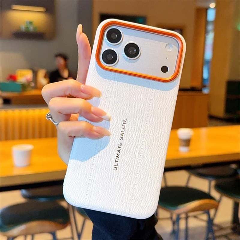 For iPhone 17 Pro Case Leather Texture PC + TPU Anti-slip Phone Protective Cover - White