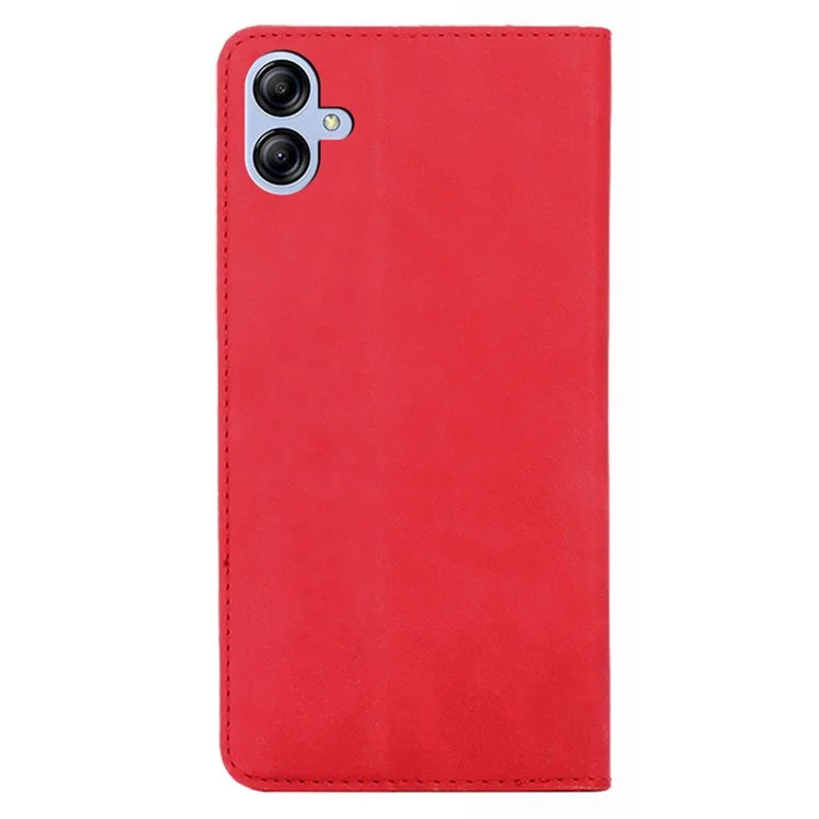 Stand Case for Samsung Galaxy A04e 4G / F04 4G / M04 4G , Fall Protection Skin-touch Feeling Magnetic Auto-absorbed Mobile Phone Cover - Red