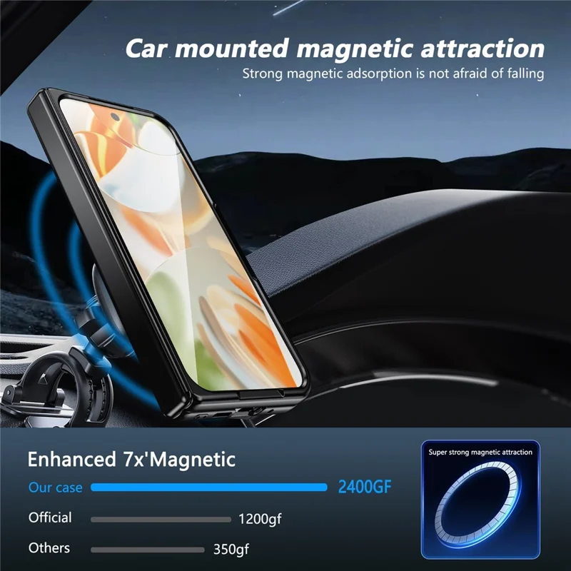For Google Pixel 10 Pro Fold Magnetic Case Rotating Kickstand Hard PC Hinge Protection Folding Phone Cover with Tempered Glass Film - Lake Blue