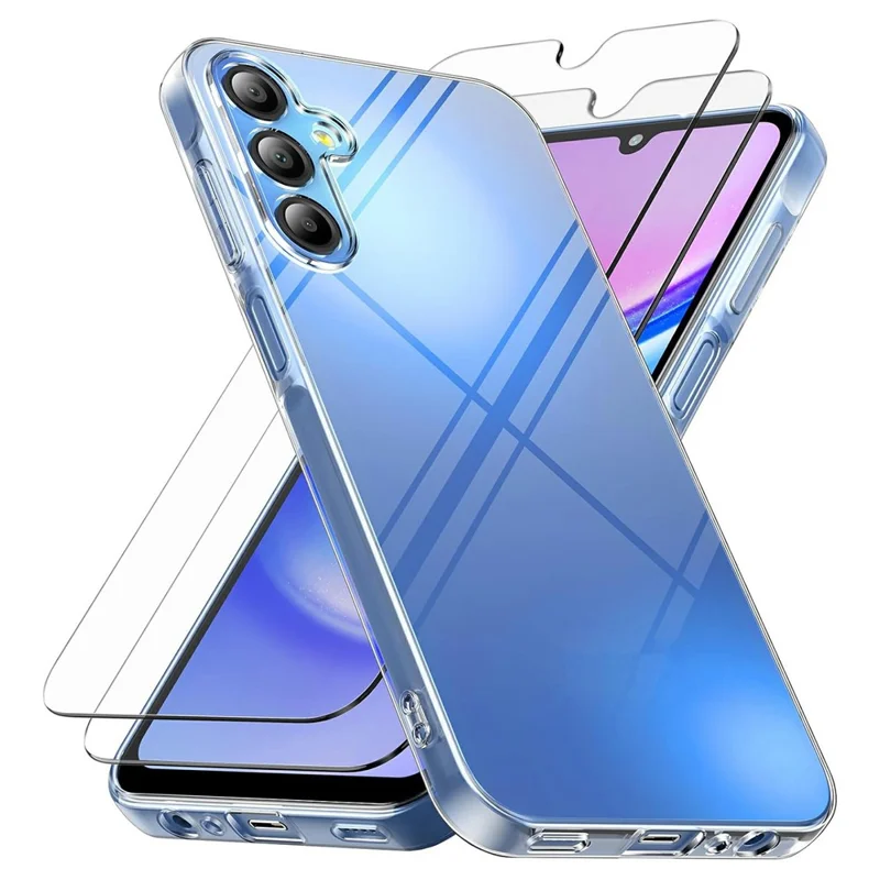 For Samsung Galaxy S26 FE Case TPU Clear Phone Cover + 2PCS Tempered Glass Screen Film 2.5D Arc Edge