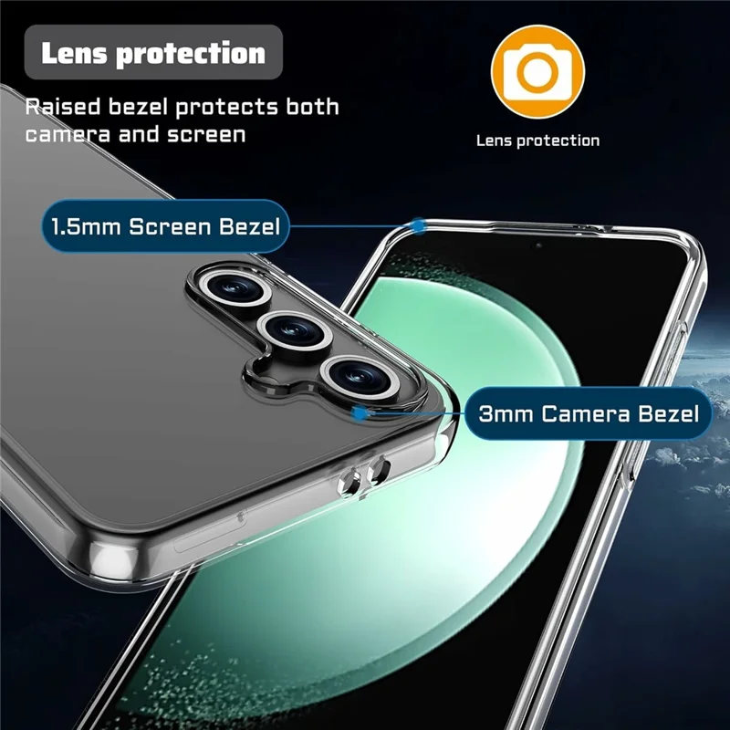 Coque transparente en TPU anti-rayures pour Samsung Galaxy S26 FE + protection d'écran en verre trempé avec bord 2.5D