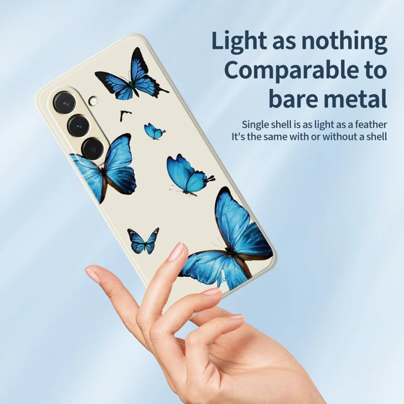 Samsung Galaxy A37 5G-hoesje met blauwe vlinderspatroon Rechthoekig TPU-telefoonhoesje - Beige