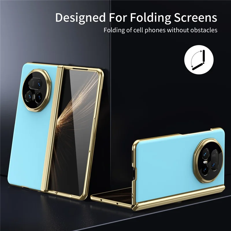 For Honor Magic V5 5G Case AG Matte Hard PC Folding Phone Cover with Tempered Glass Film - Baby Blue