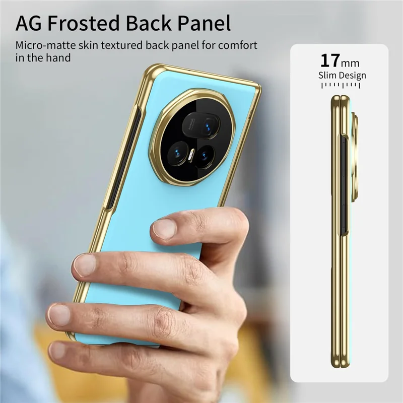 For Honor Magic V5 5G Case AG Matte Hard PC Folding Phone Cover with Tempered Glass Film - Baby Blue