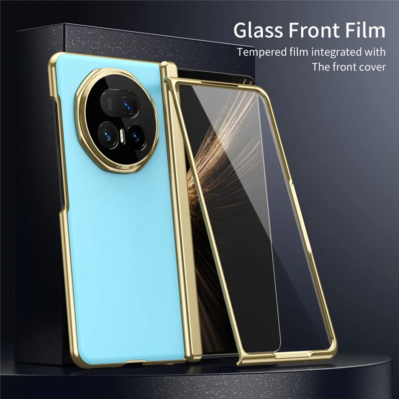 For Honor Magic V5 5G Case AG Matte Hard PC Folding Phone Cover with Tempered Glass Film - Baby Blue