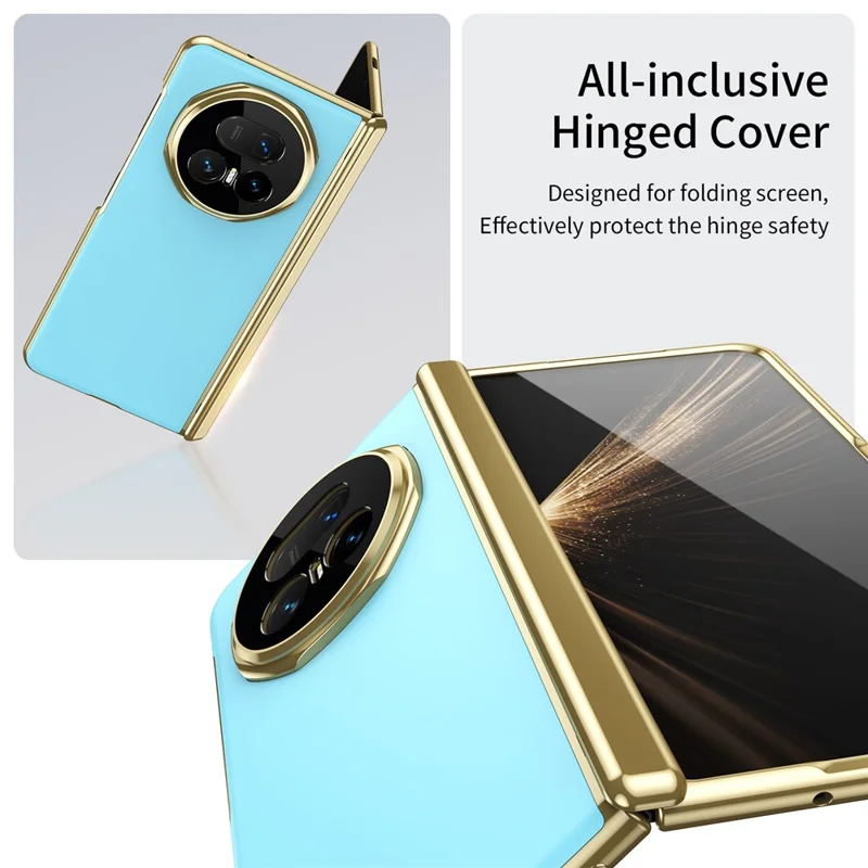 For Honor Magic V5 5G Case AG Matte Hard PC Folding Phone Cover with Tempered Glass Film - Baby Blue