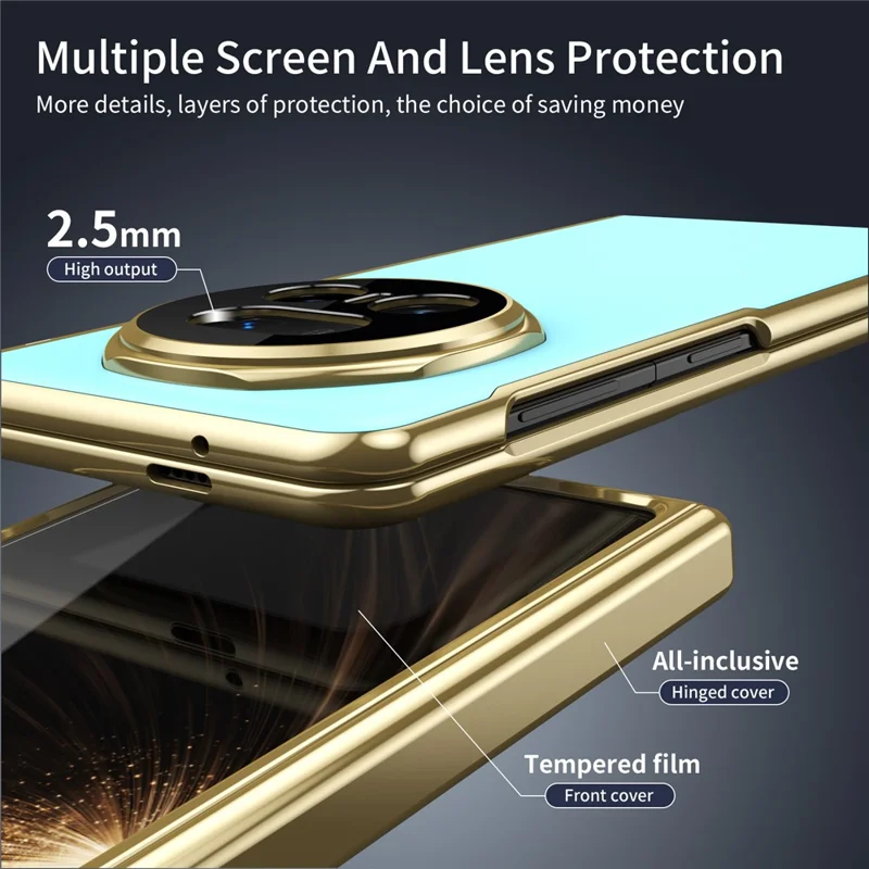 For Honor Magic V5 5G Case AG Matte Hard PC Folding Phone Cover with Tempered Glass Film - Baby Blue