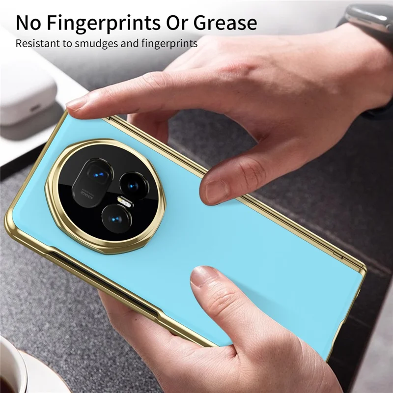 For Honor Magic V5 5G Case AG Matte Hard PC Folding Phone Cover with Tempered Glass Film - Baby Blue