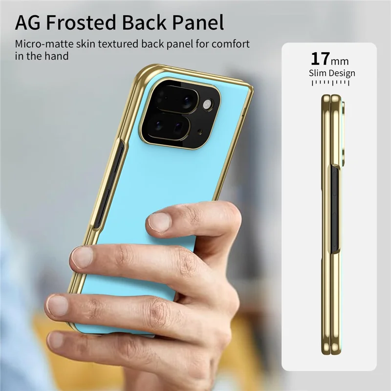 For Google Pixel 10 Pro Fold Case AG Matte Hard PC Folding Phone Cover with Tempered Glass Film - Baby Blue