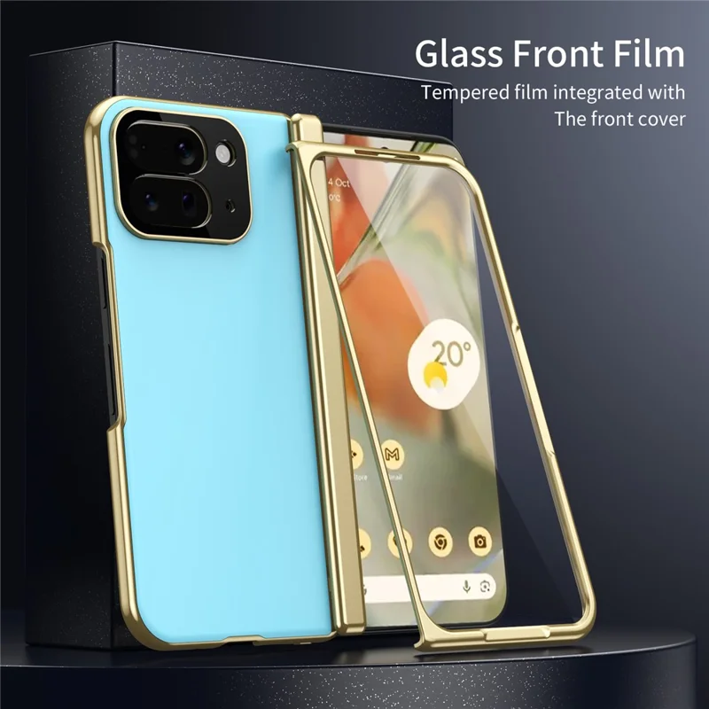 For Google Pixel 10 Pro Fold Case AG Matte Hard PC Folding Phone Cover with Tempered Glass Film - Baby Blue