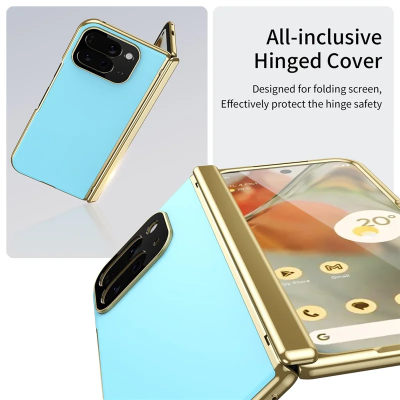 For Google Pixel 10 Pro Fold Case AG Matte Hard PC Folding Phone Cover with Tempered Glass Film - Baby Blue