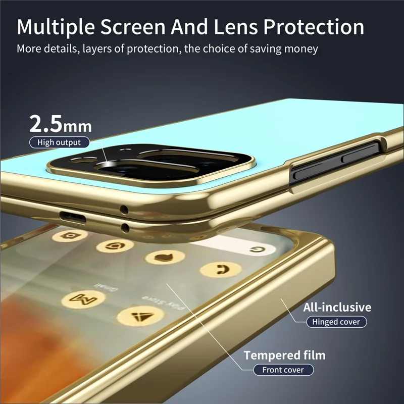 For Google Pixel 10 Pro Fold Case AG Matte Hard PC Folding Phone Cover with Tempered Glass Film - Baby Blue