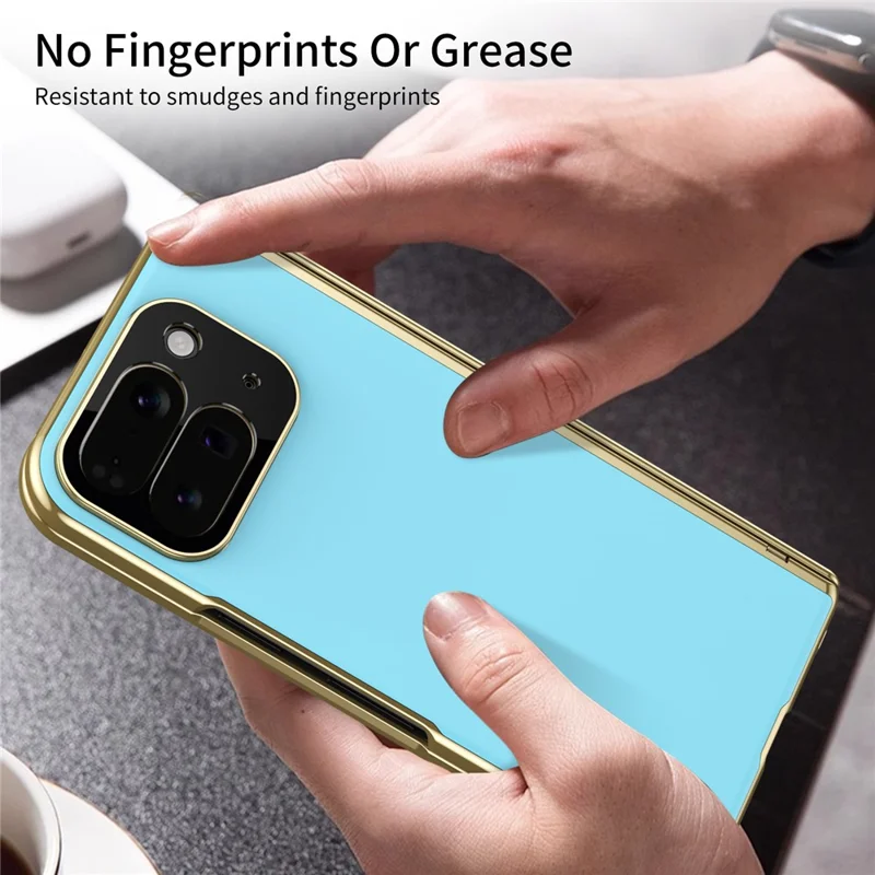 For Google Pixel 10 Pro Fold Case AG Matte Hard PC Folding Phone Cover with Tempered Glass Film - Baby Blue