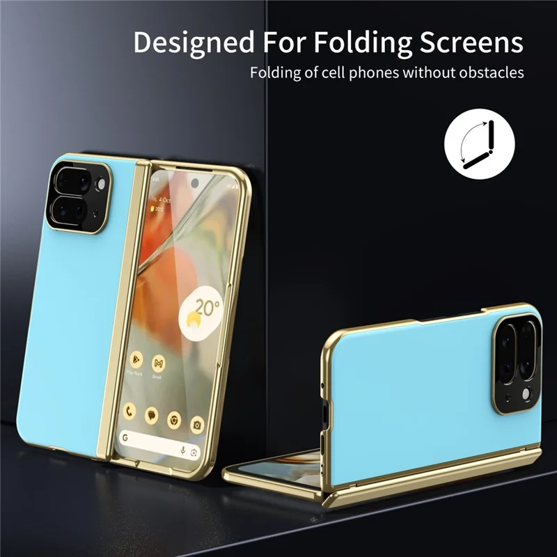 For Google Pixel 10 Pro Fold Case AG Matte Hard PC Folding Phone Cover with Tempered Glass Film - Baby Blue