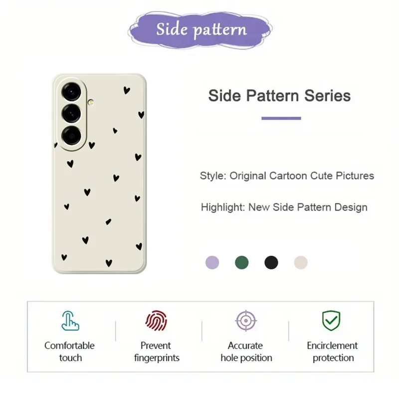 Coque pour Samsung Galaxy A57 5G, motif imprimé petits cœurs, bord droit, housse arrière en TPU - Beige