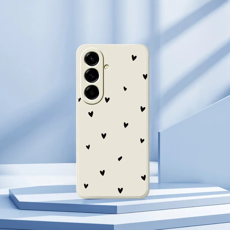 Coque pour Samsung Galaxy A57 5G, motif imprimé petits cœurs, bord droit, housse arrière en TPU - Beige