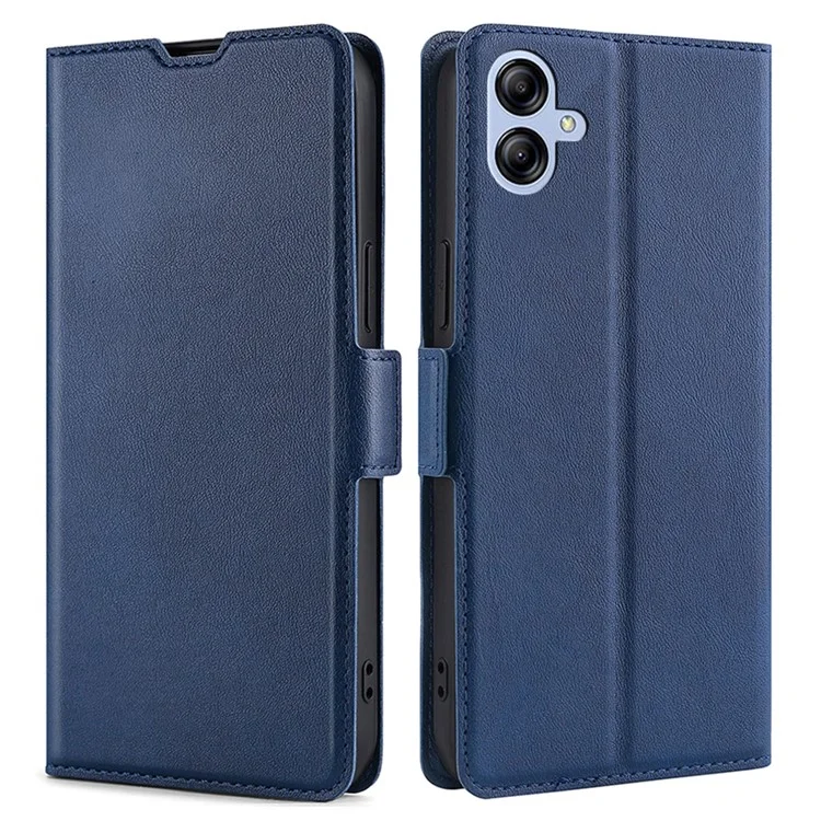 Für Samsung Galaxy A04e 4G PU Leder Freisprecheinsatz Phone Deckung Dual Magnetic Clasp-kartenhalter Schutzhülle - Blau