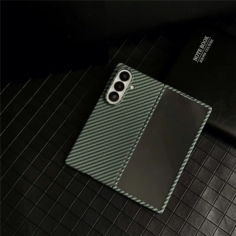 For Samsung Galaxy Z Fold8 Magnetic Case Carbon Fiber Texture PC Phone Cover with Screen Protector - Green