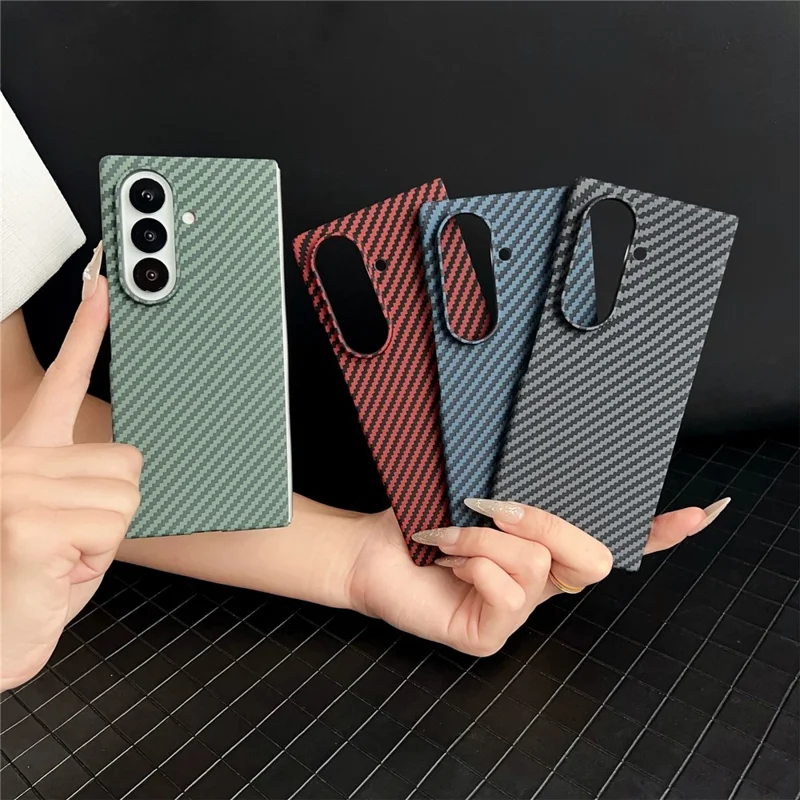 For Samsung Galaxy Z Fold8 Magnetic Case Carbon Fiber Texture PC Phone Cover with Screen Protector - Green