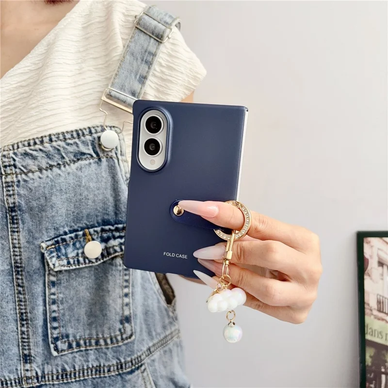 For Samsung Galaxy Z Fold8 Case Ultra Slim PC Phone Cover with Pearl Pendant - Sapphire