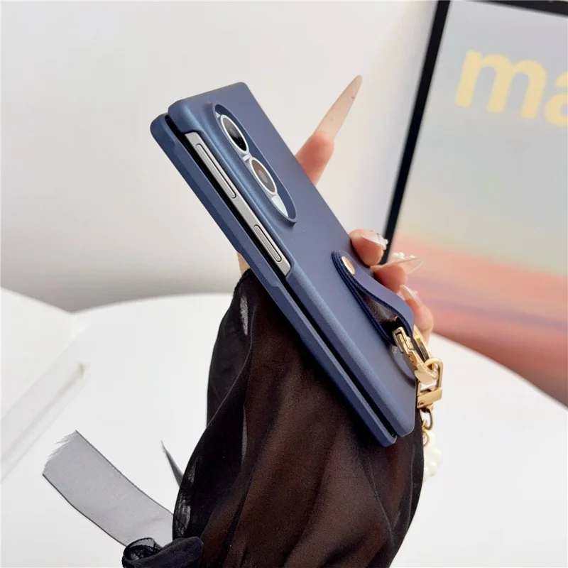For Samsung Galaxy Z Fold8 Case Ultra Slim PC Phone Cover with Pearl Pendant - Sapphire
