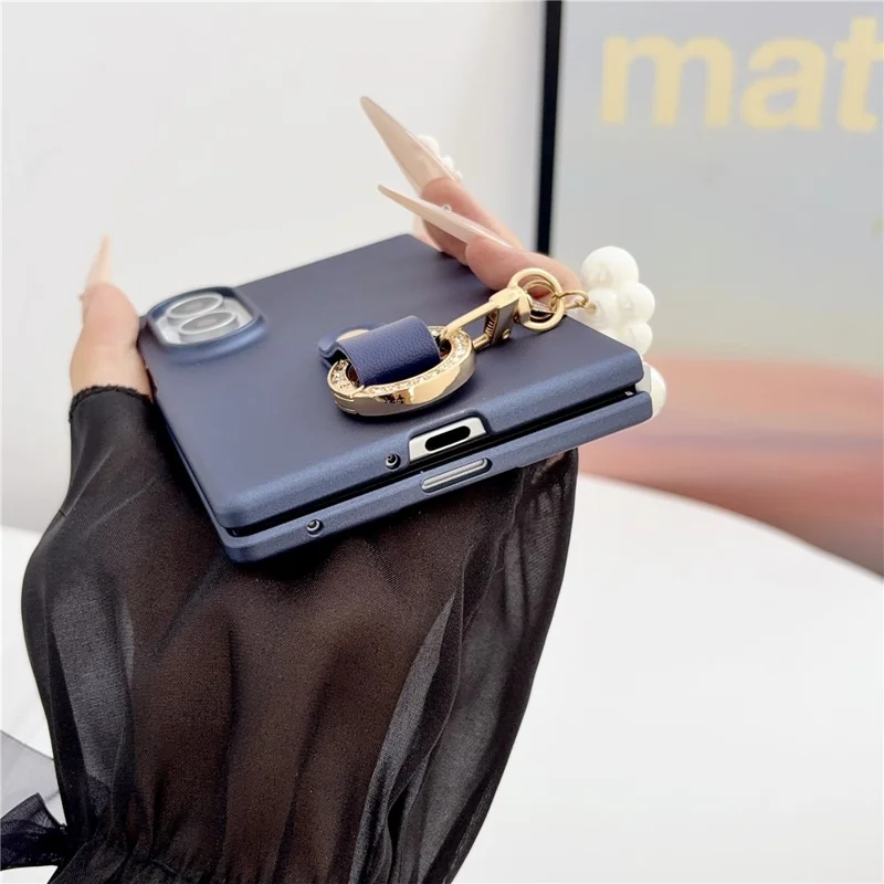 For Samsung Galaxy Z Fold8 Case Ultra Slim PC Phone Cover with Pearl Pendant - Sapphire