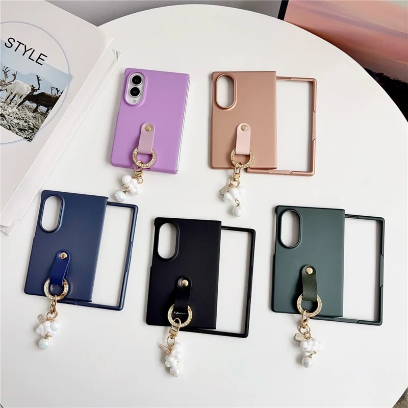 For Samsung Galaxy Z Fold8 Case Ultra Slim PC Phone Cover with Pearl Pendant - Sapphire