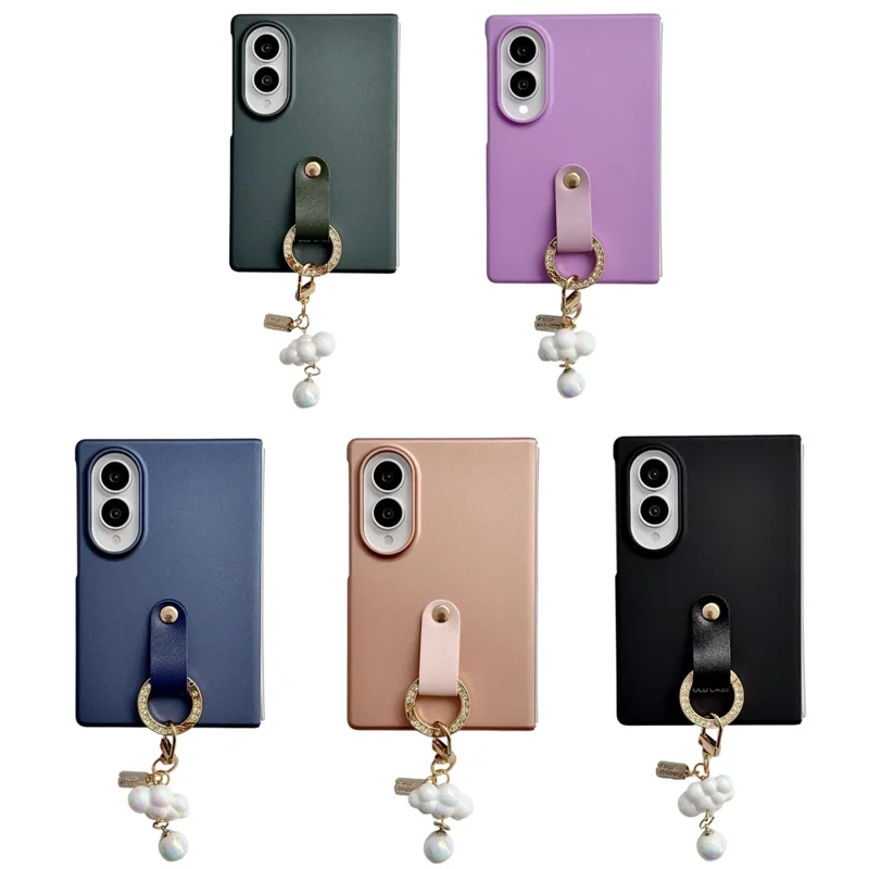 For Samsung Galaxy Z Fold8 Case Ultra Slim PC Phone Cover with Pearl Pendant - Sapphire
