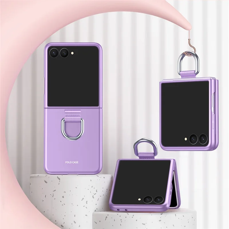 For Samsung Galaxy Z Flip8 Case Ring Holder Anti Drop Rubberized PC Phone Cover - Purple