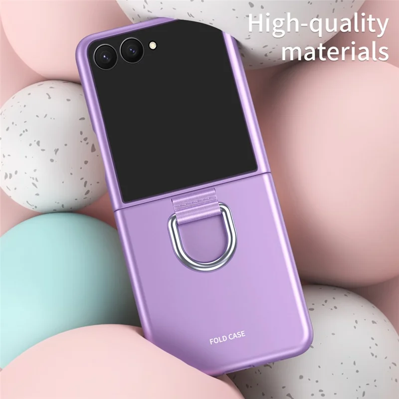 For Samsung Galaxy Z Flip8 Case Ring Holder Anti Drop Rubberized PC Phone Cover - Purple