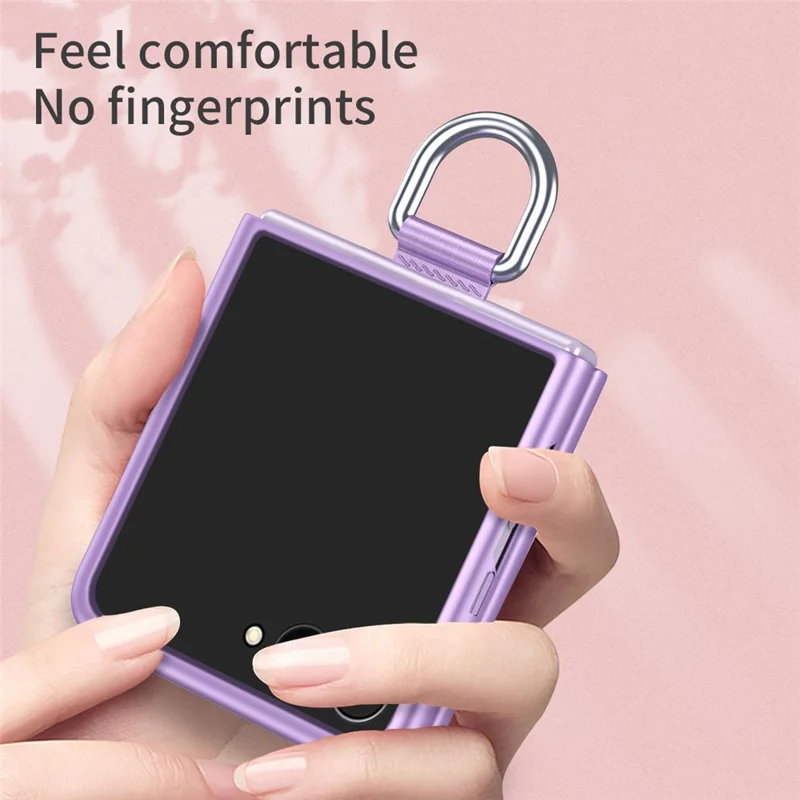 For Samsung Galaxy Z Flip8 Case Ring Holder Anti Drop Rubberized PC Phone Cover - Purple