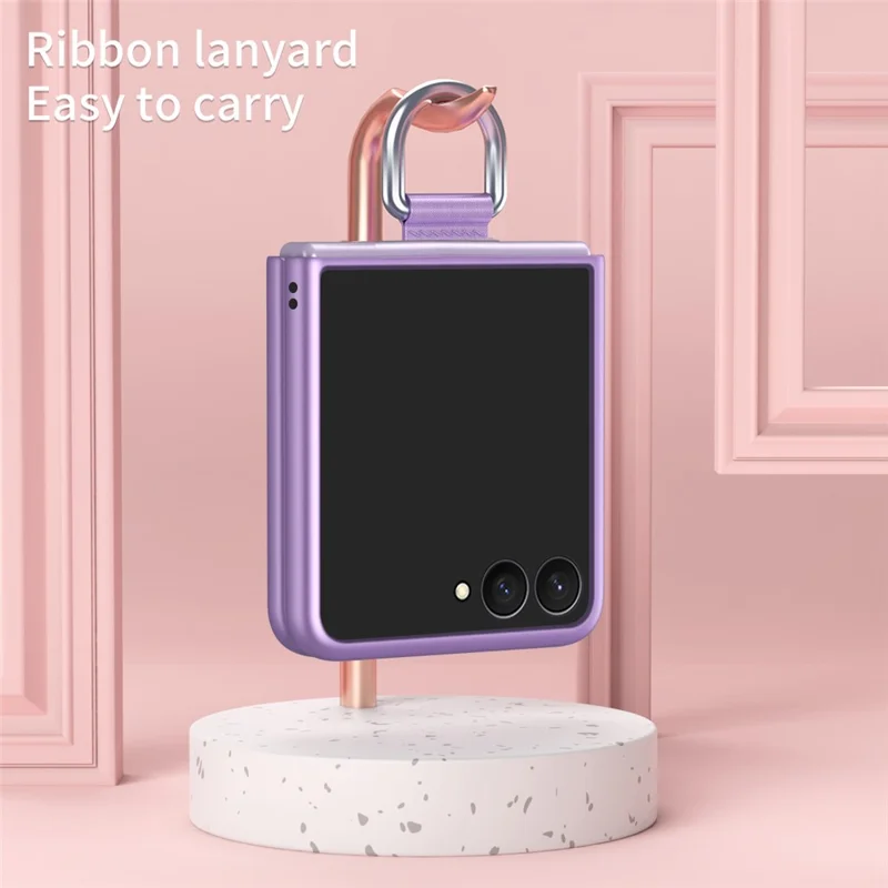 For Samsung Galaxy Z Flip8 Case Ring Holder Anti Drop Rubberized PC Phone Cover - Purple