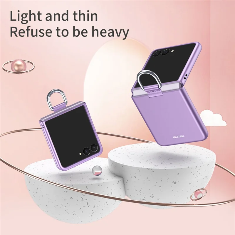 For Samsung Galaxy Z Flip8 Case Ring Holder Anti Drop Rubberized PC Phone Cover - Purple