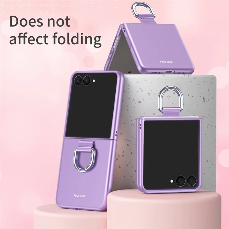 For Samsung Galaxy Z Flip8 Case Ring Holder Anti Drop Rubberized PC Phone Cover - Purple