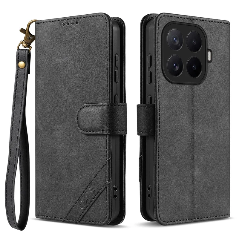 AZNS A2 für Xiaomi 17T Ledertasche mit Handschlaufe, RFID-Schutz, Brieftasche, Ständer, Handyhülle – Schwarz